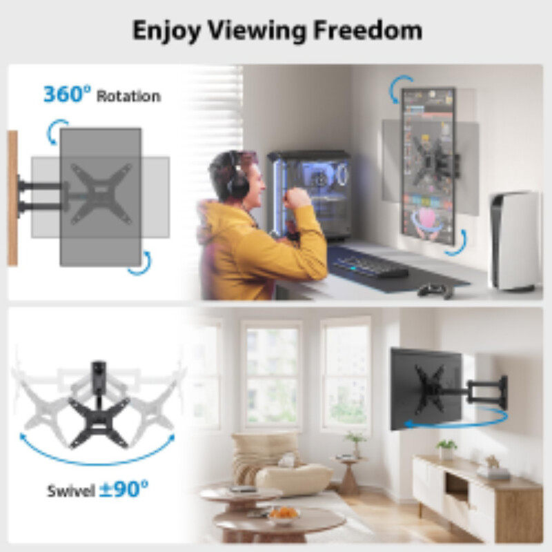 Full Motion TV Wall Mount for 26-60 Inch Screens with 15.3