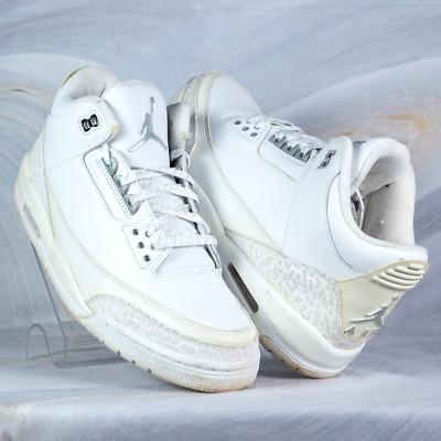 Jordan 3 Pure Money Men's Size 11 White Grey Vintage Basketball