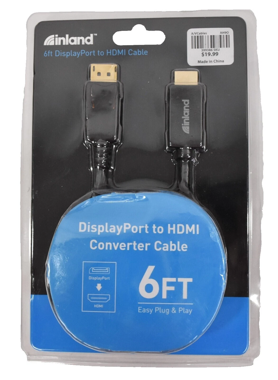 Black DisplayPort Male Monitor AV Adapters/Converters