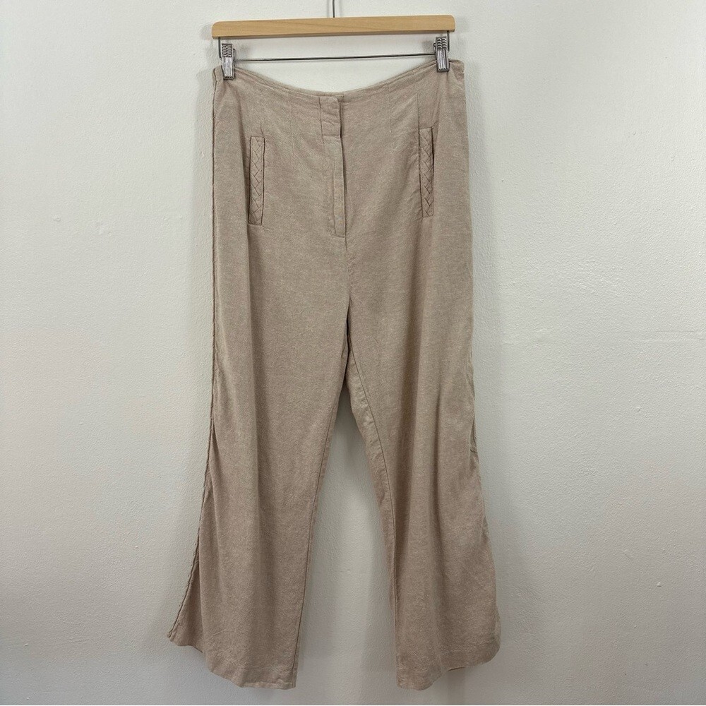 Jason Wu Women’s Linen Blend Braided High Waist Wide Pants Size 6