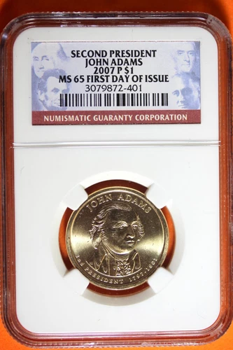2007 P NGC MS65 John Adams Presidential Dollar #B42018