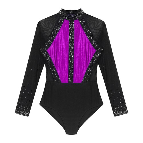 DE Eiskunstlauf-Body Damen Gymnastik Leotard Tanz-Body Langarm Ballettbody - Bild 41 von 92