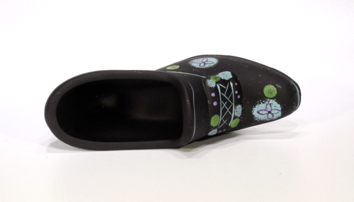 Fenton Art Glass Satin Black Slipper, HP, LTD /150 - Picture 7 of 8