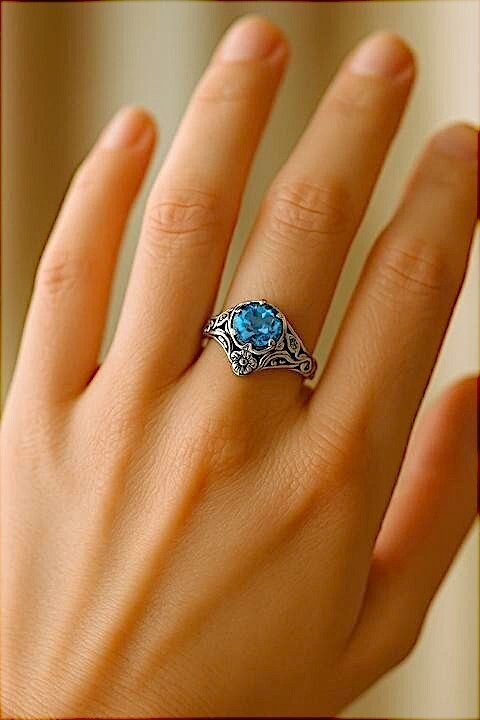 SCOTTISH THISTLE GENUINE BLUE TOPAZ 925 STERLING SILVER SCOTTISH THISTLE GENUINE BLUE TOPAZ 925 STERLING SILVER
