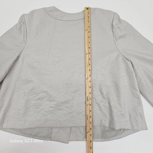 Laura Ashley Size XL Silver Blazer Lined Jacket Swing Smokey Gem Like Button EUC - Picture 18 of 19