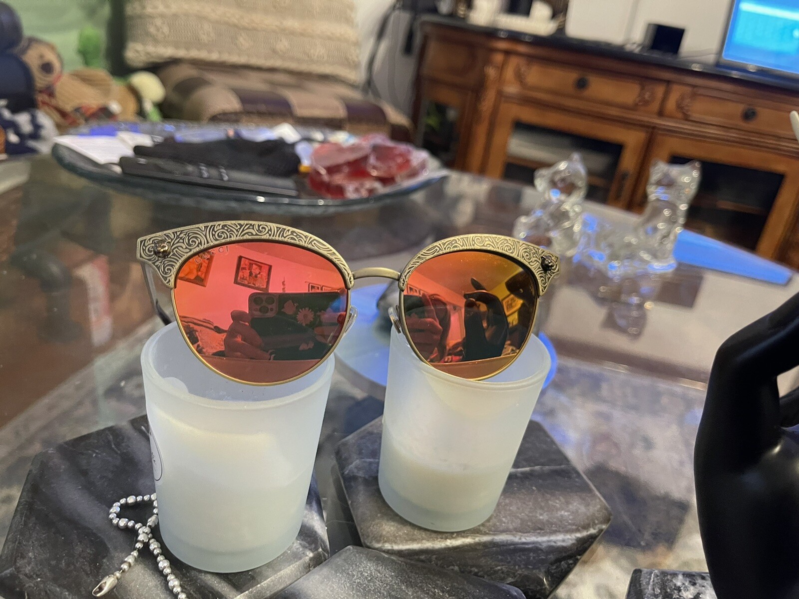 GUCCI  Orange Cat Eyes  Rectangular Sunglasses As… - image 2