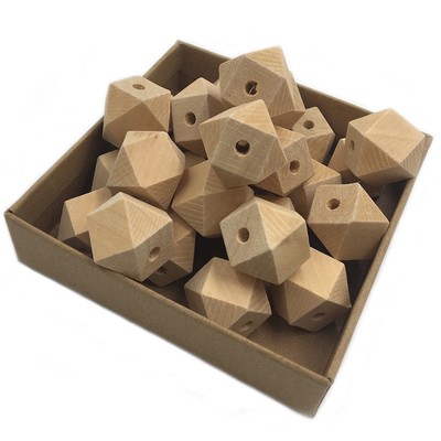 Natural Hexagon Geometric Wood Beads DIY Unfinished Beads Craft Jewelry Making
