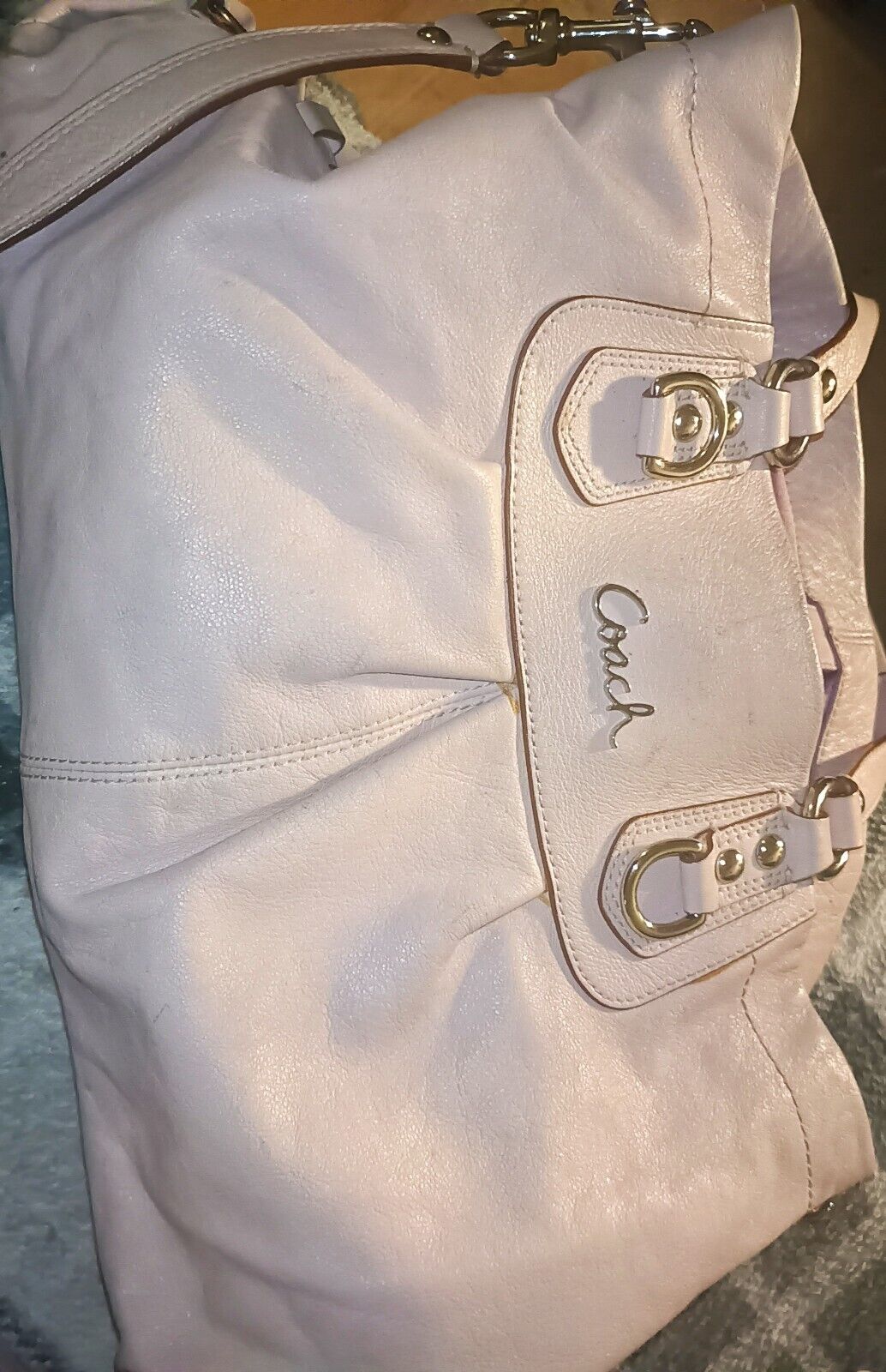 Coach Purple Handbag Shoulder Bag Leather Purse - image 1