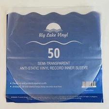 50 Vinyl Record Inner Sleeves-12" Anti-Static Semi Transparent Rounded Bottom...