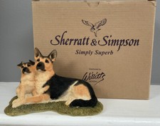 GERMAN SHEPHERD WITH PUPPY SCULPTURE ..... NEW IN BOX