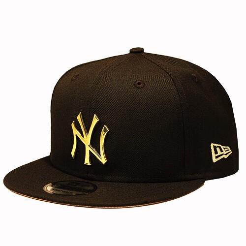 New Era New York Yankees Black Snapback Hat MLB Metallic Gold Team