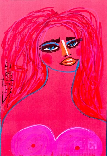 Envío Gratis GRANDE Colorido ROSA FLORAL Pintura Reciclada Original SWARTZMILLER DNA - Imagen 13 de 20