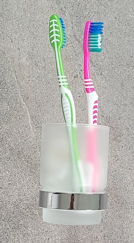 Mindora Zahnbecher mit Halterung Messing verchromt+Glas satiniert LimitedEdition - Bild 8 von 9