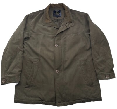 P G Field Hunting Country Jacket Wadded Brown Quilted Zip/Button Up Men s Large