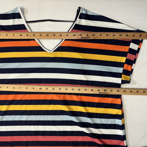 NWT LULAROE MACY Colorful Stripes V Neck Stretch Long Maxi Summer Dress Sz XL - Picture 9 of 13