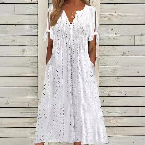 Damen Sommer sexy Spitze Boho lang Maxikleid Damen Strand Urlaub Party Sommerkleid - Bild 3 von 30