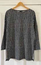 Marimekko X Uniqlo Womens Black & White Spot Jersey Tunic Top XS UK 6-8 EU 34-36
