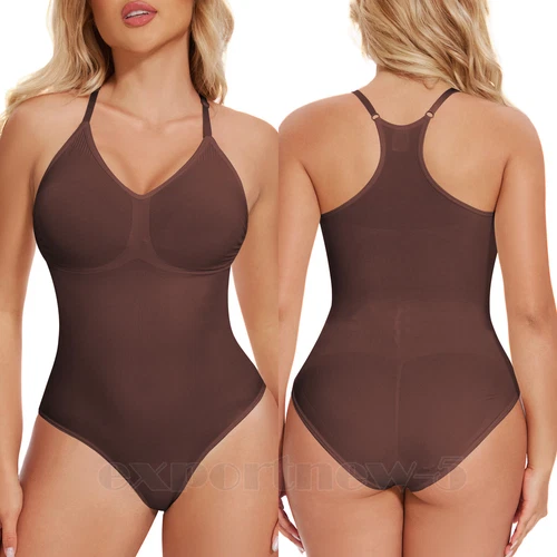 Women Seamless Racerback Body Shaper Tummy Control Slimming Shapewear Bodysuit - Picture 18 of 21