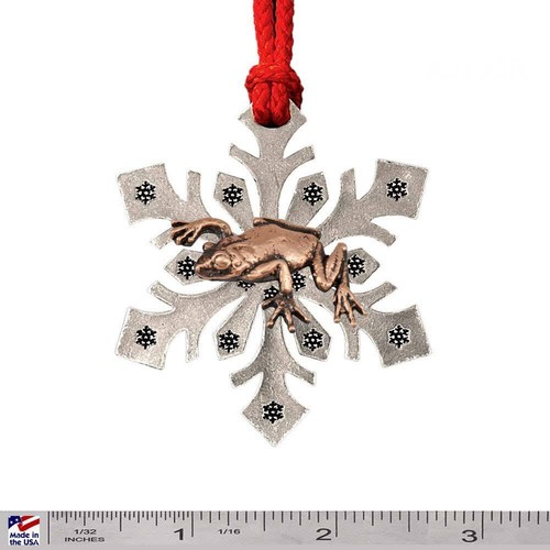 Adornos de árbol de Navidad copo de nieve con rana de peltre y lagartos, hechos en EE. UU. - Imagen 25 de 33