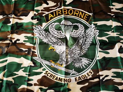 US Army Airborne Screaming Eagles Flag, mit Ösen, 150x90cm NEU