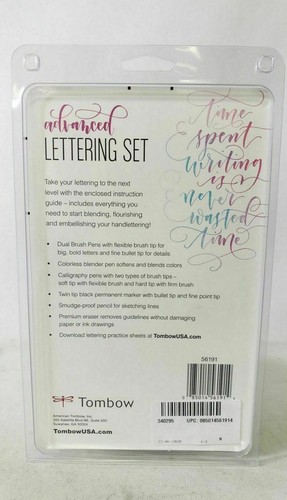 Tombow 56191 Advanced Lettering Set Pamphlet Wipe Off Practice Sheet New Sealed - Picture 3 of 6