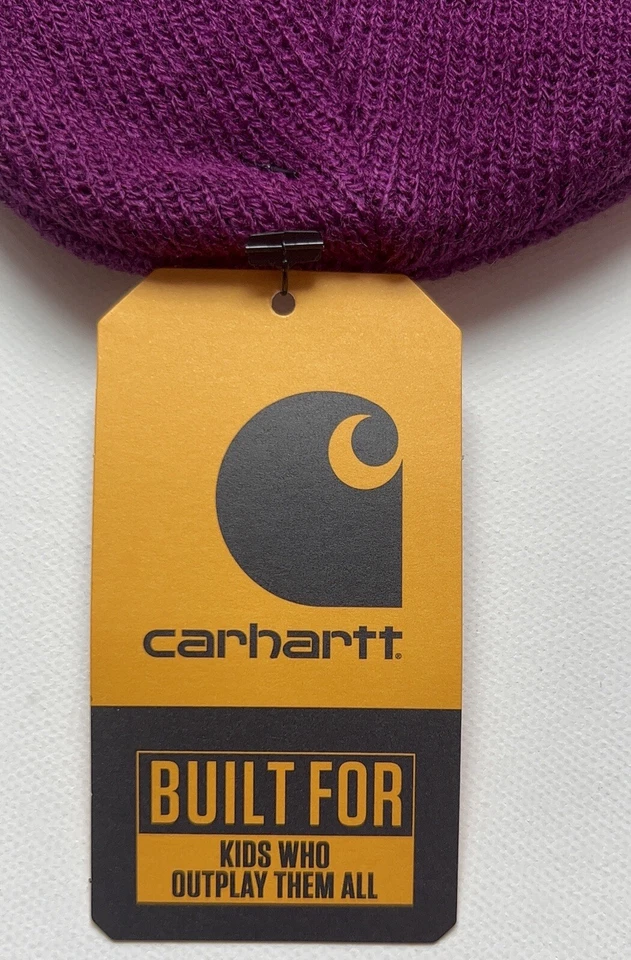 Gorro Carhartt Púrpura Ciruela Caspia Acanalado Nuevo con Etiquetas Niño Pequeño Talla Única Foto 2 de 4