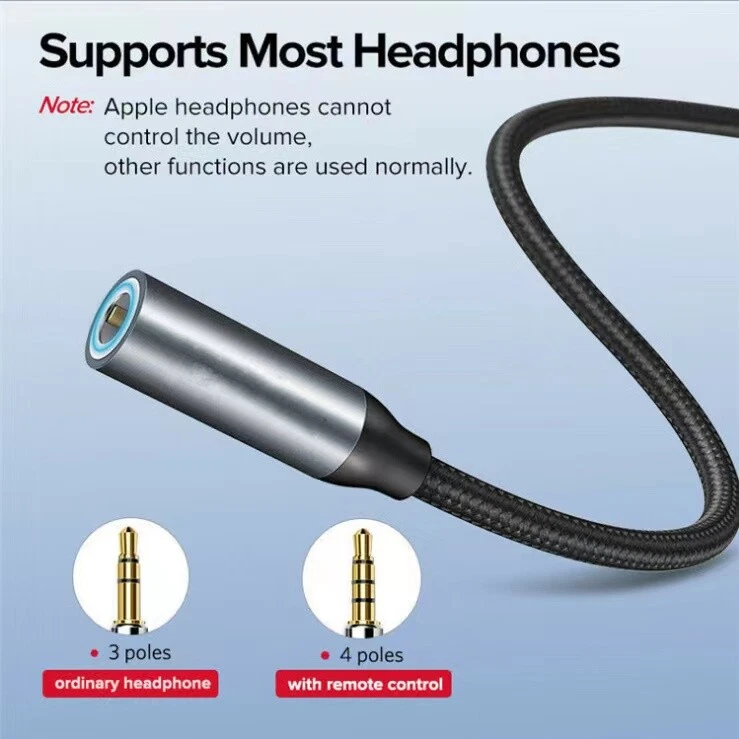 USB Type C to 3.5mm AUX Audio Headphone Jack Cable Adapter For Samsung S25 S23 - Image 4 of 4