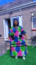 Kimon Gown Rainbow Colour Vneck Asoke Ankara Ankle Length Long
