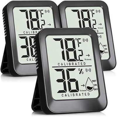 3 Pack Room Thermometer Indoor Hygrometer for Home, Digital Sensor Mini Humidity