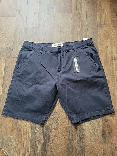 Hawk's Bay men Navy Flat Front Chino Shorts Size 36 Flex2 Cotton Twill 4 Pocket