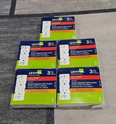 #ad #ad Leviton Tamper Resistant GFCI Duplex 15A 125V White 3 Pack EGFT1 3W LOT OF 5 NEW $166.25