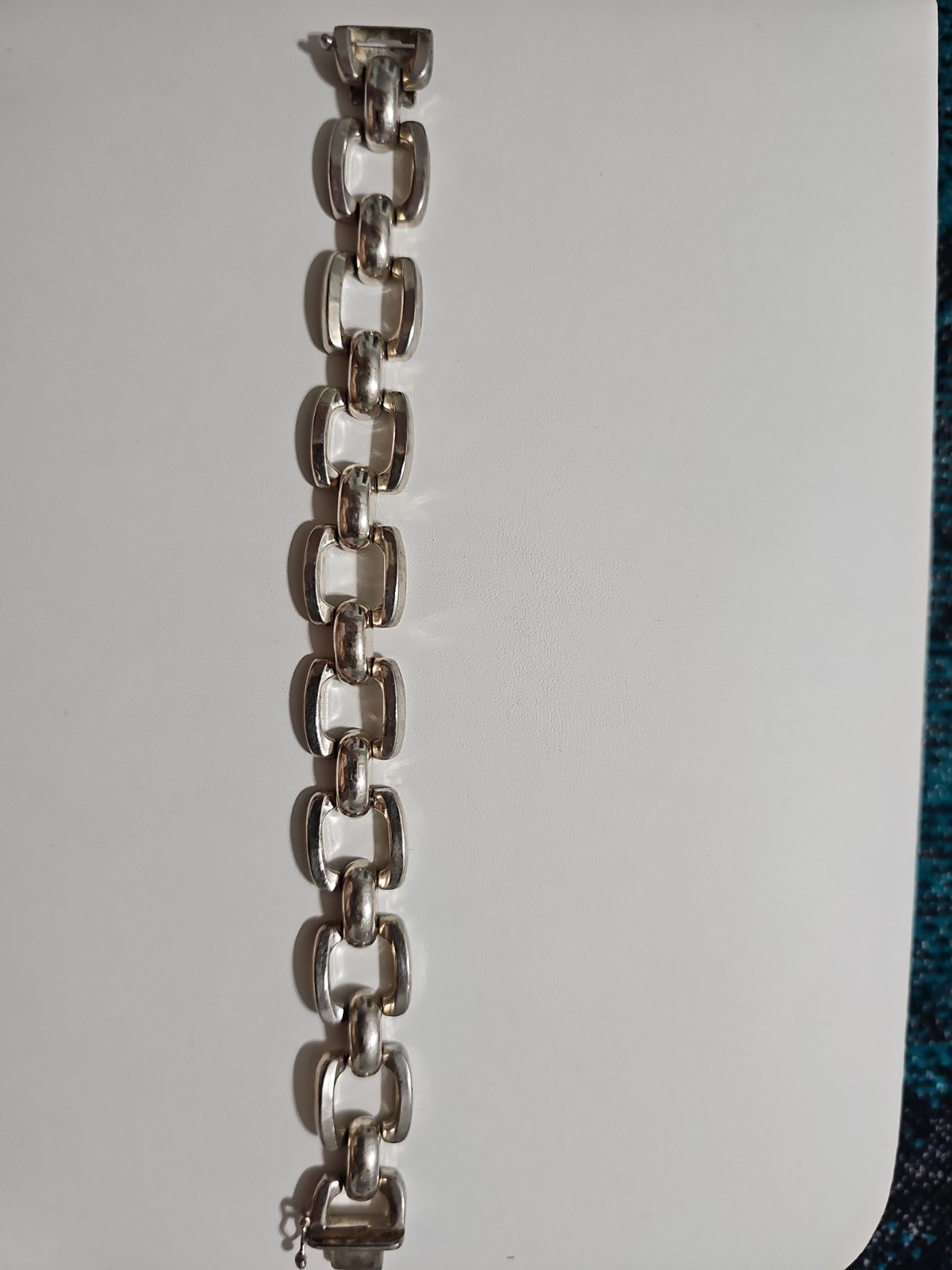 Silver Rectangular Curb Link, Horseshoe Link, Sil… - image 8