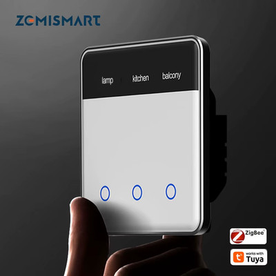 Zigbee DIY Name Switch with Display Screen Touch Panel EU Light Switch Works wit