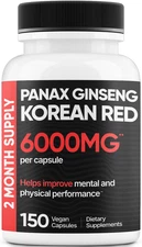 COMFY HEALTH Korean Red Panax Ginseng, 6000mg, 150 Capsules - Non GMO Supplement