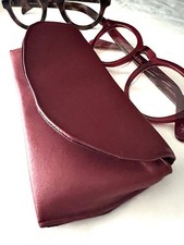 Glasses case. New handmade merlot soft calf leather eye glasses case