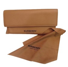 Burberry Glasses Case Camel Brown Leather Case Cloth Eyeglass Sunglass Soft Set