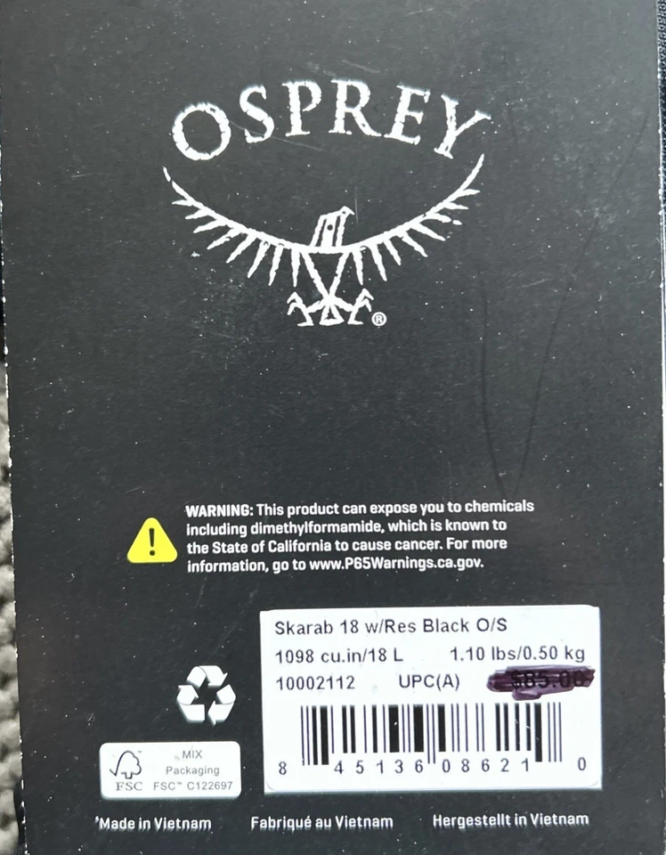 Osprey Skarab 18L HydraPak Hydration Backpack New With Tags - Image 2 of 4