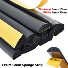 Neoprene Self Adhesive Backed EPDM Foam Sponge Strip Roll Half Round Seal Tape