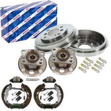 BOSCH Bremstrommel Bremsbacken Radlager Radnabe Satz Hinten für FORD FIESTA 6