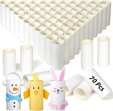 70 Pieces Cardboard Tubes for Crafts, White Kraft Toilet Paper Rolls for Crafts