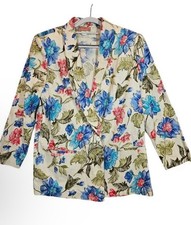 VTG Women s Worthington Linen Floral Blazer Womens 16 Jacket colorful, Size 14