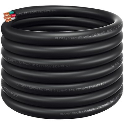 6/4 SOOW Portable Power Cable, 600V Electric Cable, 6 AWG Electric Wire for M...