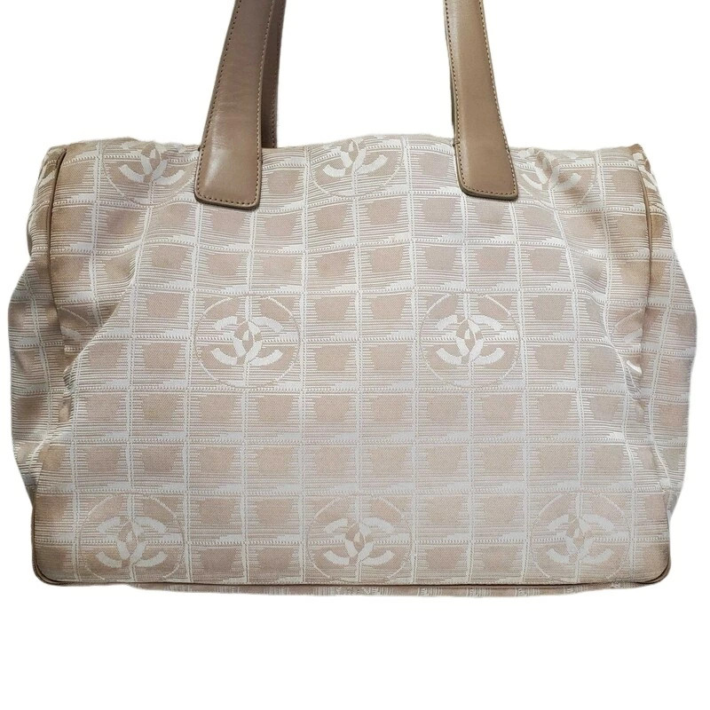 CHANEL Beige Canvas Travel Tote Bag GM Preowned Ladies Handbag 32506K262