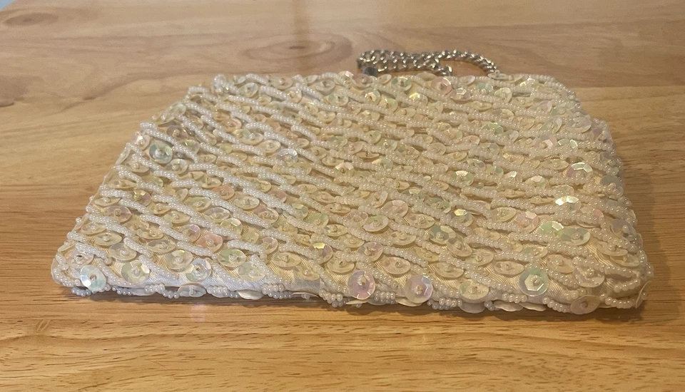 Vintage 1960s Evening Bag Romantic Sequin Kiss Lock Hong Kong Coquette Girl - Image 2 of 4