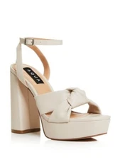 AQUA Womens Ivory 1" Platform Lory Square Toe Block Heel Heeled Sandal 9.5 M
