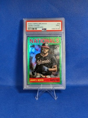 2025 Topps Archives - James Wood #64 Green Foilboard /99 PSA 9 (RC)