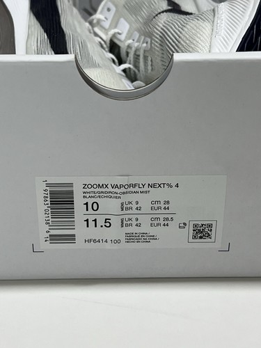 Nike Zoomx Vaporfly Next%4 White Gridiron Obsidian Mist Mens Size 10 HF6414-100 - Picture 7 of 8