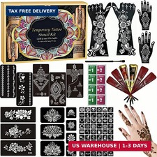 Temporary Tattoo Stencils Kit - Reusable 12 Large Sheets, 78 Unique Designs - 6