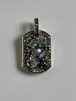 Vintage CNA  Thailand 925 Topaz Iolite Stone Pendant Enhancer