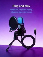 USB Condenser Mic With Mute Game Microphone, USB PC Microphone For Podcast Vid